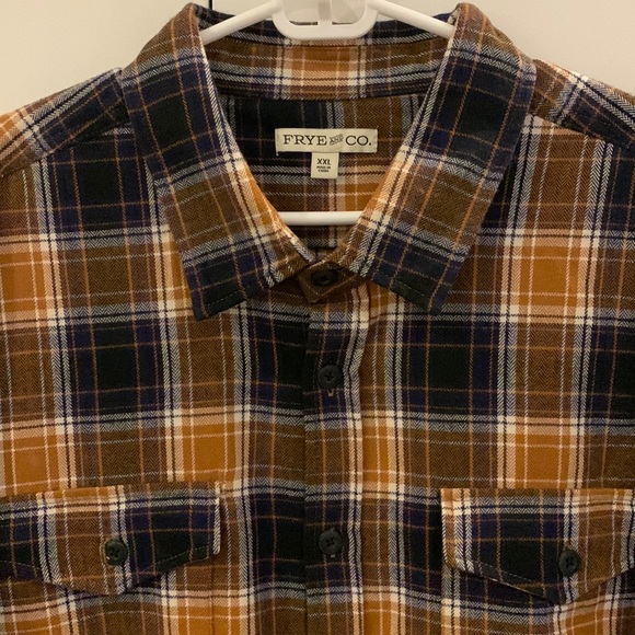 Frye Other - NWT Men’s Frye Shacket Plaid In Navy Blue & Caramel Size XXL
